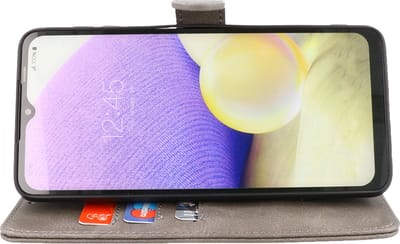 Zakelijke Book Case Telefoonhoesje - Portemonnee Hoesje - Geschikt voor Oppo Find X3 Neo & Reno 5 Pro Plus 5G - Grijs