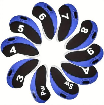 Livano Golfclub Headcover - Covers - Beschermers - Golfset - Zwart & Blauw - 10 Stuks