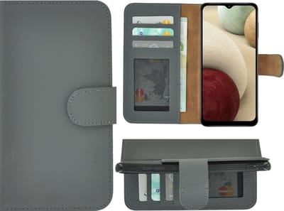 MoDo hoesje Geschikt voor voor Samsung Galaxy A14 5G - Echt Leer Book Case - Grijs