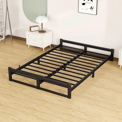 Metalen Bedframe - Tweepersoonsbed Frame - Slaapkamer Inrichting - Geen Boxspring Nodig - 140x190 cm - Zwart
