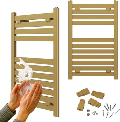 Granitan Handdoekradiator Enzo - 80x50cm - Goud - Ladderdesign - Badkamer Verwarming - CV Radiator