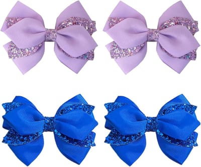 Haarstrikclips 4 stuks - Strik haarspeldjes - Feestelijke Outfit - Glitter Pailletten - 85 cm x 10 cm