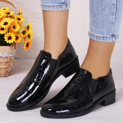 Chaussures pour femmes en solde  Nouvelles Escarpins pour femmes à enfiler Automne Bout rond Uni Classique Professionnel Travail Talons carrés Escarpins quotidiens 40 noir