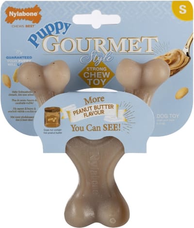 Nylabone Puppy Gourmet Wishbone - Hondenspeelgoed - Pindakaas Small