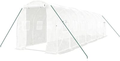 Tuinkas - Broeikas Polytunnel - Planten Beschermen - Stalen Frame - 800 x 200 x 200 cm - Wit