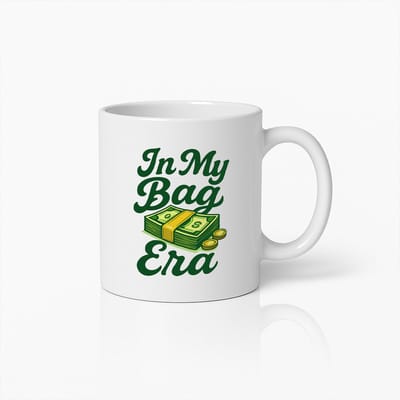 330ml In My Bag Era Koffiemok – Stijlvol Geld Stapel Ontwerp – Perfect Cadeau Voor Trendsetters en Koffieliefhebbers