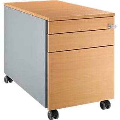 Schäfer Shop  Select Verrijdbaar ladeblok 126, met greepuitsparing blank aluminium/blank aluminium/beukenpatroon