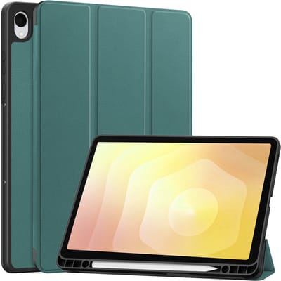 Hoes - Geschikt voor Samsung Galaxy Tab S11 - Dun & Stevig - Trifold Bookcase - Hard Cover Case - Met Uitsparing Geschikt voor S Pen - Hardcover Book - Tablet Hoesje - Donkergroen