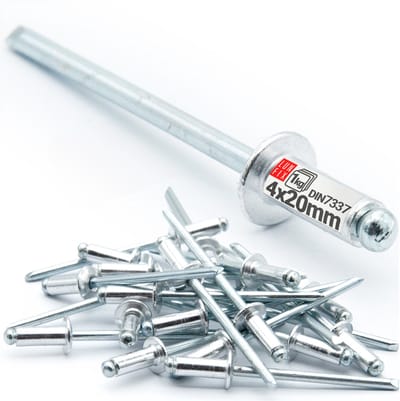 LUN FIX - Aluminium Blindnieten - 4 x 20 mm - 1 kg - Staal - Industrie-Standaard DIN7337