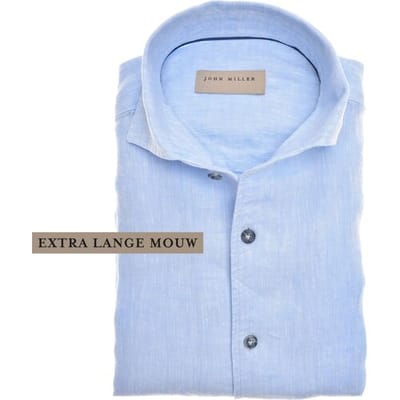 John Miller Overhemd Luxury Linen Mouwlengte 7 Licht Blauw / male