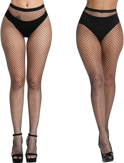 Zwarte Visnet Panty voor Vrouwen, Sexy Fishnet Kousen, Hoge Taille Kousen voor Avondkleding en Feestoutfits