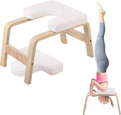 Yoga Hoofdstand Bank - Fitness Hulpmiddel - Balans Training - Stevig Houten Frame - 63 x 41 x 38 cm