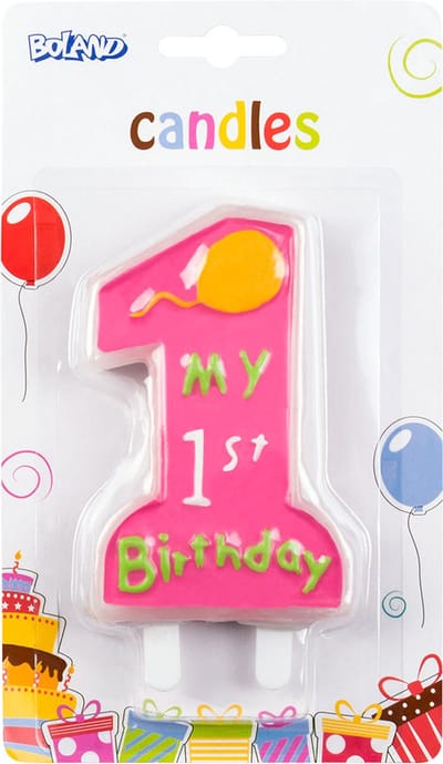 Boland - Kaarsje 'My 1st birthday' roze Roze - Geen thema - Verjaardag