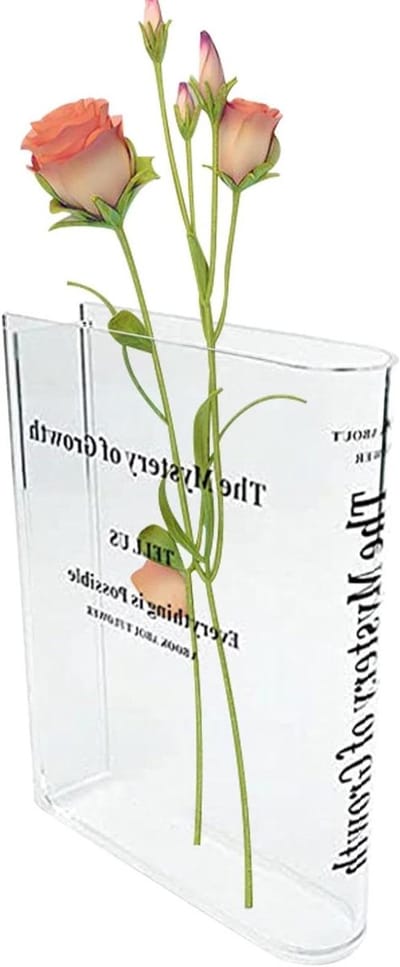 Boek Vaas - Acryl Decoratie - Thuis Decoreren - Uniek Boek Design - 14x18 cm - Transparant