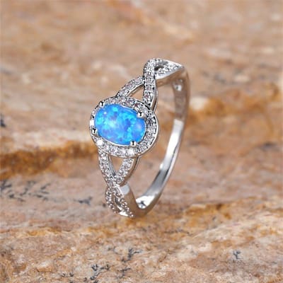 Bague en petite pierre ovale opale bleue zircon blanc infinity creuse bagues de fiançailles pour femmes tendance bague de mariage couleur bijoux 11