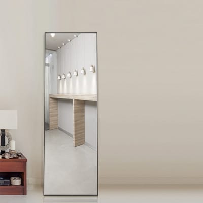 Rechthoekige Staande Passpiegel – Full Body Spiegel met Aluminium Frame – HD Veiligheidsglas – Voor Slaapkamer, Hal & Kleedkamer