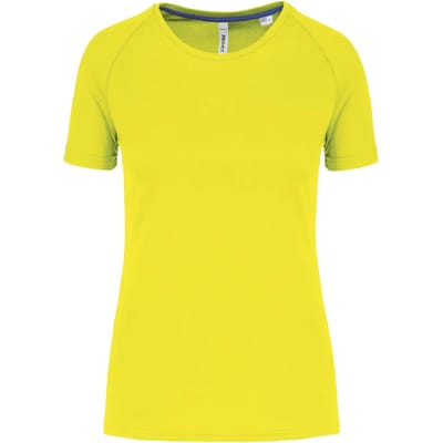 PROACT® Gerecycled damessport-T-shirt met ronde hals PA4013 - Fluorescent Yellow - L