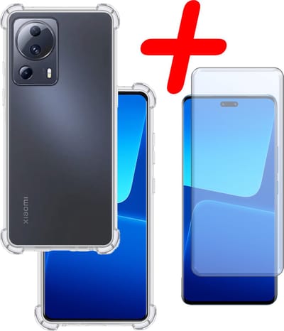 Hoesje Met Screenprotector - Geschikt voor Xiaomi 13 Lite - Sterk & Shockproof - Siliconen Case - Back Cover - Telefoon Hoes - Shock Proof - Transparant