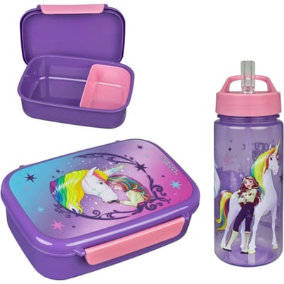 Unicorn Academy lunchset; lunchbox en drinkfles