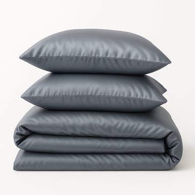 Satijnzacht Dekbedovertrek 140x220 cm – Antraciet Luxe Glans – Microvezel Polyester – Incl. 60x70 cm Kussensloop – Kreukvrij & Strijkvrij Hotelkwaliteit