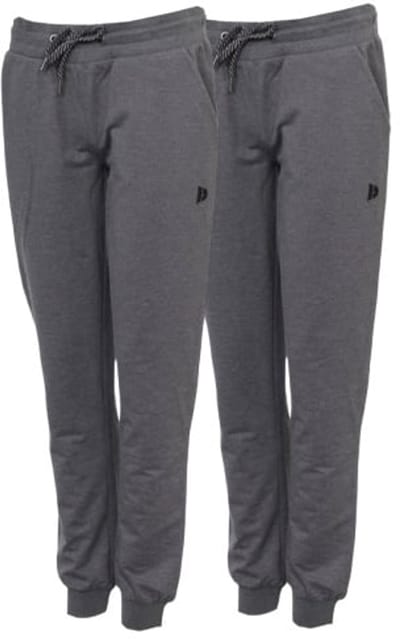 2-Pack Donnay - Stretch Joggingbroek met Elastiek (Jana) - Sportbroek - Dames - Charcoal-marl (037) - maat S