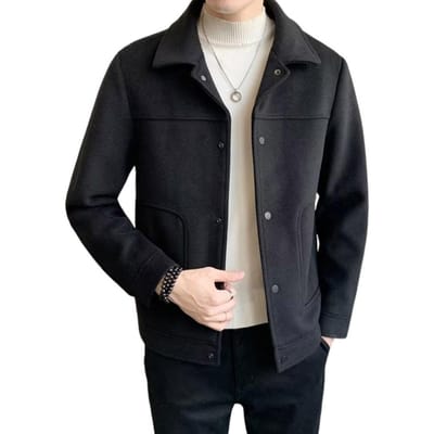 Losvallende Regular Lengte Bovenkleding Stijlvol Heren Reversjas voor Herfst Winter Casual Jas met Knoopsluiting Veelzijdig voor Heren M