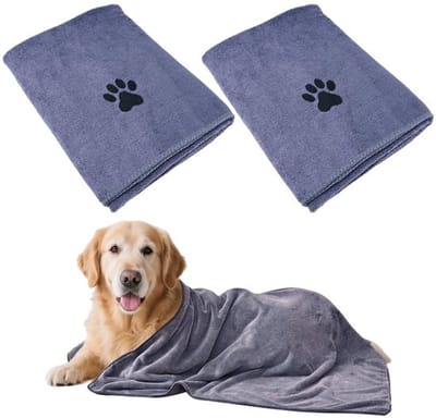 Hondenhanddoek Ultra Absorberend - 2 Stuks - Microvezel - Sneldrogend - 100 cm × 50 cm - Zacht en Duurzaam - Huisdierhanddoek