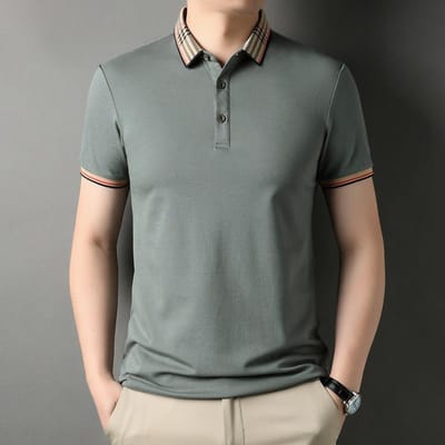 Heren Korte Mouw Zomer Nieuwe Koreaanse Stijl Modieus Casual Heren Jeugd Korte Mouw Polo Kraag Effen Kleur Los Poloshirt XXXL gray