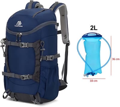 CarryQuest® - 30L Hydratatierugzak - Duurzame Nylon Hiking Backpack met Watercompartiment, Drinksysteem, Rugventilatie, Compressieband & Front-/Toploader - 49x28x19 cm - Donkerblauw