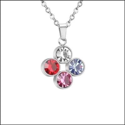Aramat Jewels | Halskettingen | Stalen Halsketting met zirkonia hanger | Zilverkleur-Multikleur | |1,5mm | Staal | Volwassenen | Verkleurd niet