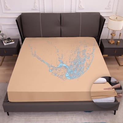Matrasbeschermer - Hoeslaken Matrascover - Matras Beschermen - Waterdicht Ademend - 160x200 cm - Zand