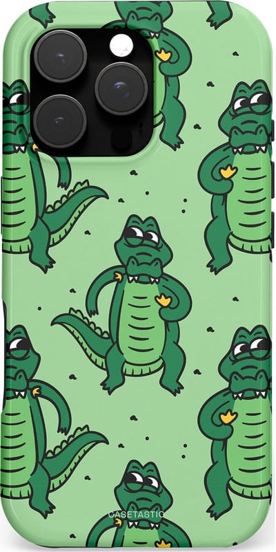 Casetastic hoesje geschikt voor Apple iPhone 16 Pro - MagSafe - Dubbellaagse bescherming - Kroko dans - Fashion Case - Mintgroen