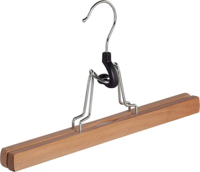 De Kledinghanger Gigant - Broekklem - Volwassenen - 7628BA - 50 Stuks - Lotushout - Naturel Gelakt - Vilt Inlage - 25 cm - Rokhanger - Broekhanger - Pantalonhanger (7628BA/50)