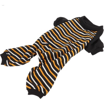 Pyjama Rayé pour Chien Doux Flexible Confortable Chaud Vêtement de Nuit pour Chien pour Chiot Chats Usage Quotidien L black