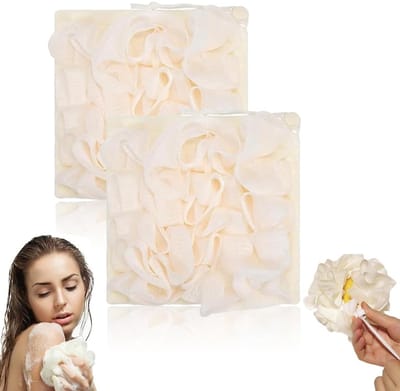 Dailygoods- Douchespons 2-in-1 ontwerp - Badsponges met zeepopslag - Rijk schuim - Afschilfering van de huid - Duurzaam materiaal - Trekkoord - Badspons