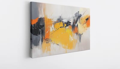 Saammp Canvas Schilderij - Patroon - Geel - Abstract - 45x30 - Foto op canvas - Wanddecoratie - Muurdecoratie Woonkamer - Slaapkamer decoratie - Canvas Print