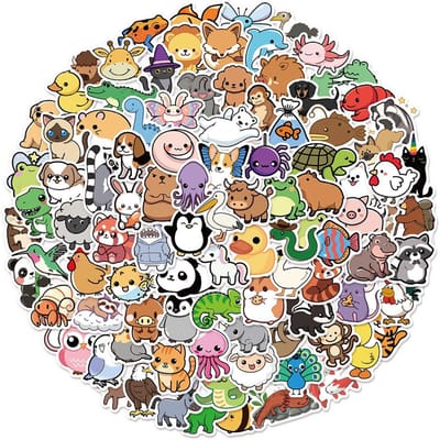 100 PIÈCES Animaux Mignons 2 Autocollants Graffiti Amusants Étiquettes pour Bagages Skateboard Haut-parleur Casque de Moto Autocollants Imperméables