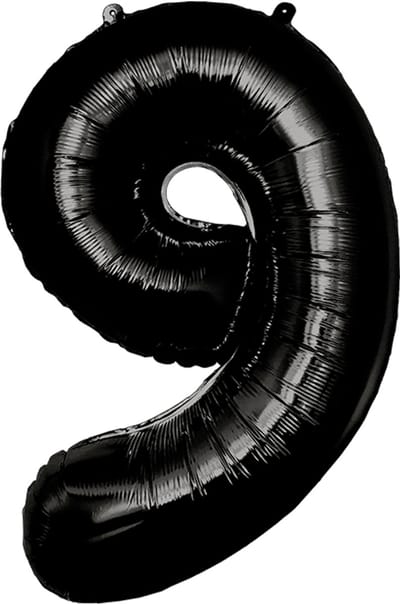 Folieballon | Cijferballon | Cijfer 9 | Kleur: Zwart | Afmeting: 86cm