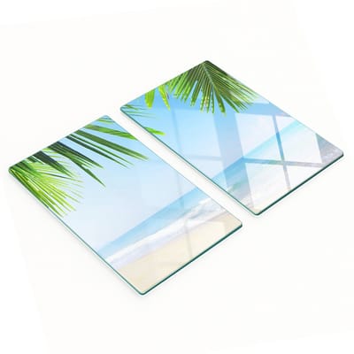 Stijlvolle en duurzame glazen borden met tropische strandprint 2x30x52 cm