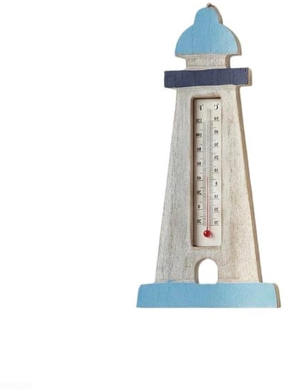 Houten thermometer - Vis decoratie - Kamer decoreren - Kuststijl ontwerp - 30 cm lang - Houtkleur