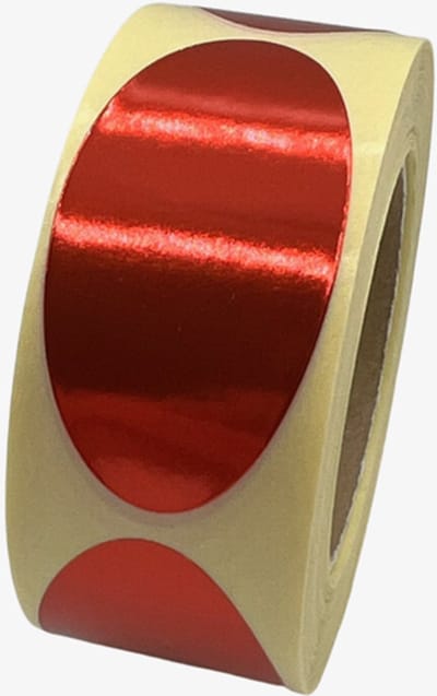 Rode Sluitsticker - 250 Stuks - ovaal 25x50mm - hoogglans - metallic - sluitzegel - sluitetiket - chique inpakken - cadeau - gift - trouwkaart - geboortekaart - kerst