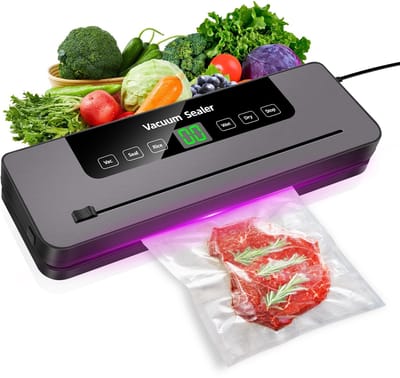 Allero Vacumeermachine - Vacuum Sealer - Foodsaver - 10 Vacuumzakken - 35x11x5,5 - Ingebouwde Snijder - 6 opties - Zwart