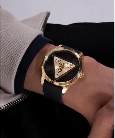 Guess Badge GW0781G4 Horloge - Siliconen - Zwart - Ø 44 mm