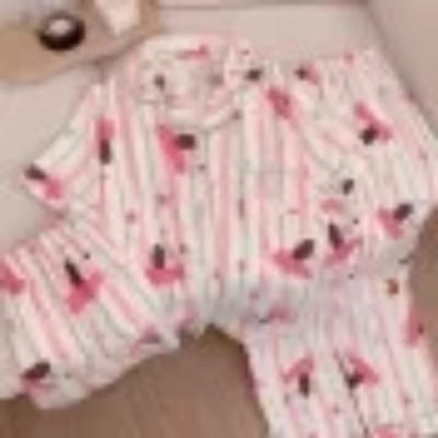Ensemble de Pyjama Imprimé Chien Cartoon Rayé pour Femmes Col en V Doux Y2K Tout-match Ensemble de Pyjama 3 Pièces Automne Hiver Nouveauté Vêtement de Nuit Décontracté XXL