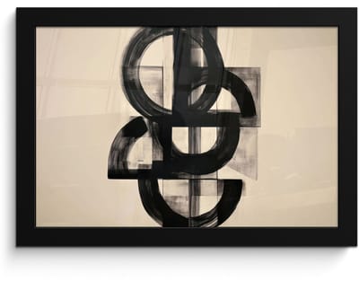 Poster in lijst - Fotolijst 30x20 cm - Posters - Cirkels - Lijnen - Vormen - Zwart - Posterlijst zwart - Decoratie - Wanddecoratie woonkamer - Muurdecoratie slaapkamer