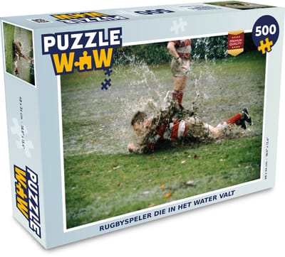 Puzzel Rugbyspeler die in het water valt - Legpuzzel - Puzzel 500 stukjes