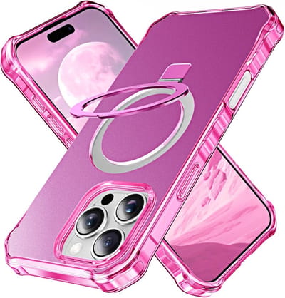 Coverup Hoesje - Geschikt voor iPhone 16 Pro Max Hoesje - Coverup ShockProof TPU Back Cover met MagSafe Compatible Ring Kickstand - Roze