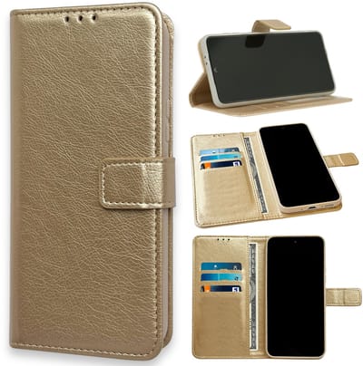 Casemania Hoesje Geschikt voor Apple iPhone 16e - Goud - Portemonnee Book Case