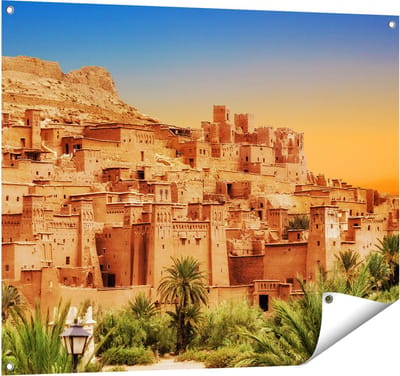 Gards Tuinposter Kasbah Ait Ben Haddou Stad in Marokko - 100x80 cm - Tuindoek - Tuindecoratie - Wanddecoratie buiten - Tuinschilderij