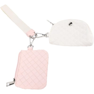 Mini Rits Rond Pols Portemonnee Stijlvolle Look Afneembaar Draagbaar Dubbele Pouch Pols Sleutelhanger white